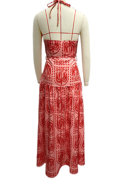 Vestidos de playa con cuello halter, espalda descubierta y estampado floral para vacaciones (4 colores)