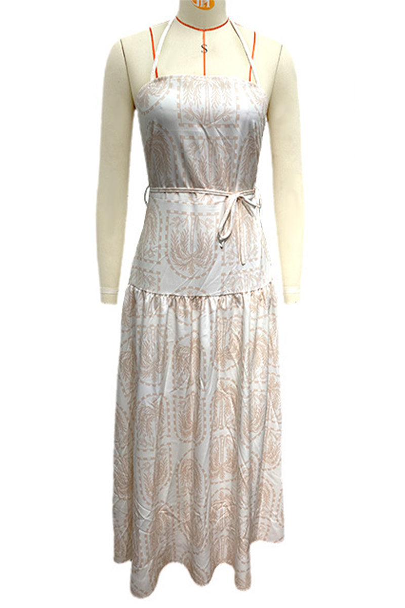 Vestidos de playa con cuello halter, espalda descubierta y estampado floral para vacaciones (4 colores)