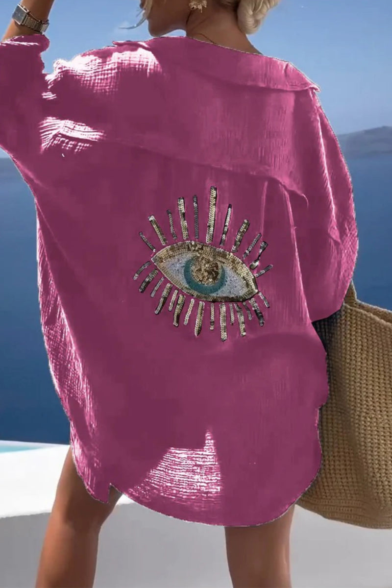 Blusas casuales con cuello vuelto y estampado de patchwork (8 colores)