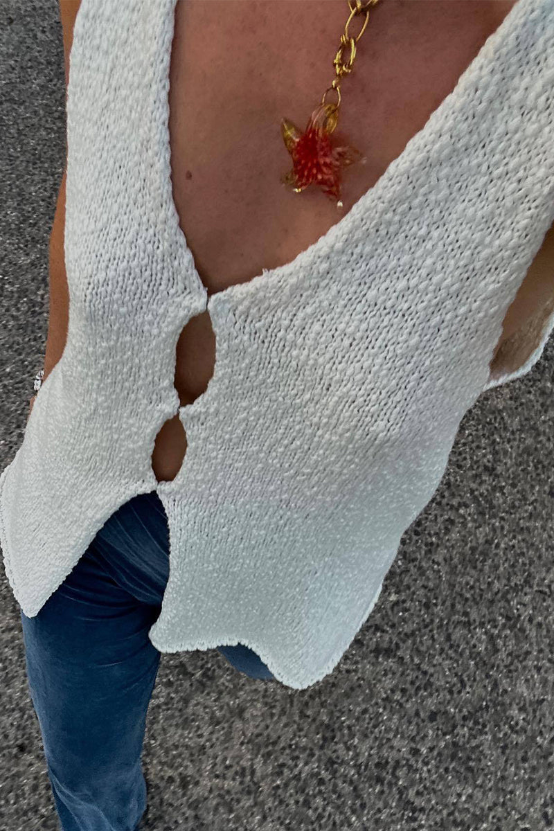 Tops casuales de estilo británico con cuello en V ahuecado y liso
