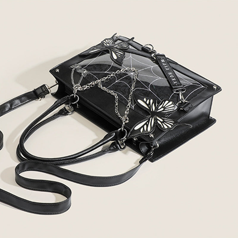 Bolsos elegantes con cadenas de mariposas y letras
