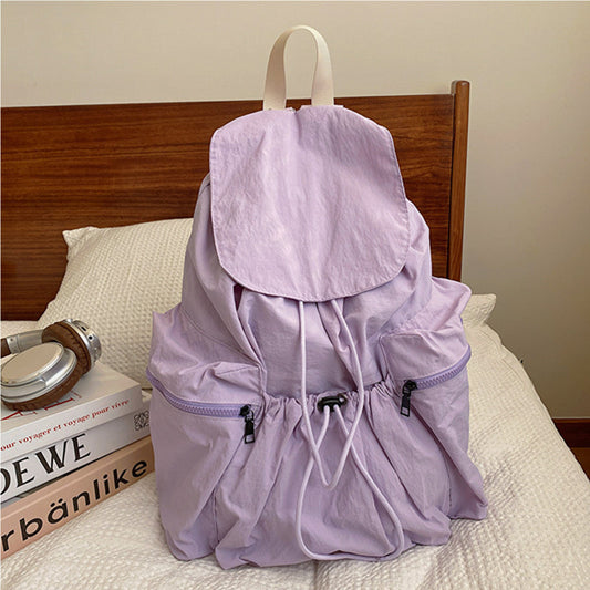 Bolsos casuales de uso diario con parches lisos y cierre de cordón (9 colores)