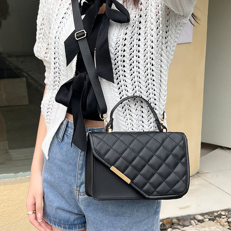 Bolsas con cremallera de patchwork rómbico a cuadros para uso diario (5 colores)