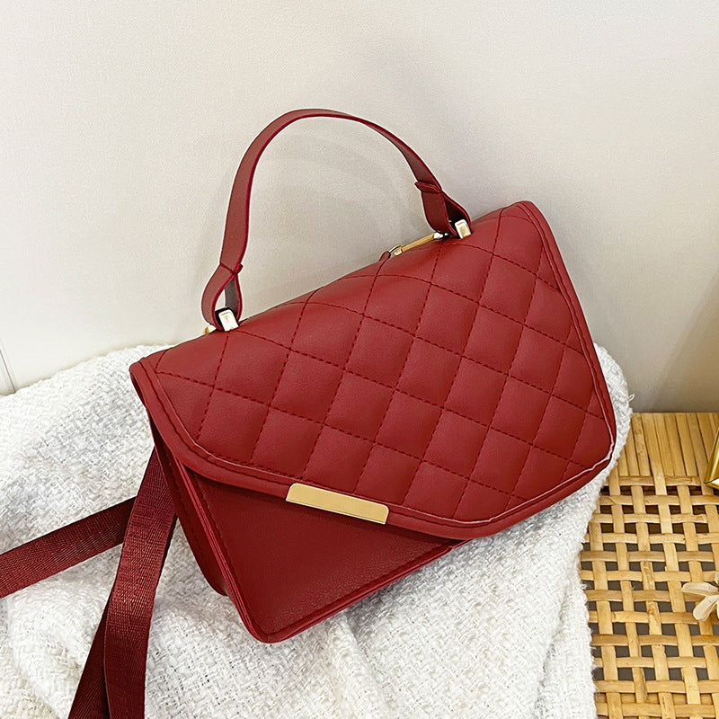 Bolsas con cremallera de patchwork rómbico a cuadros para uso diario (5 colores)