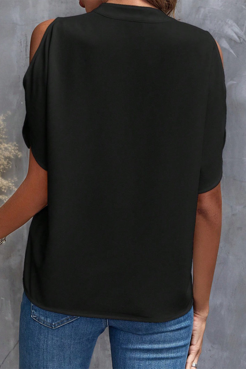 Blusas casuales de cuello en V con patchwork liso (10 colores)