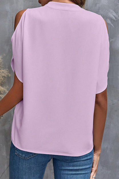 Blusas casuales de cuello en V con patchwork liso (10 colores)