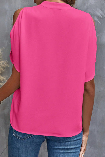 Tops casuales de cuello en V con patchwork sólido