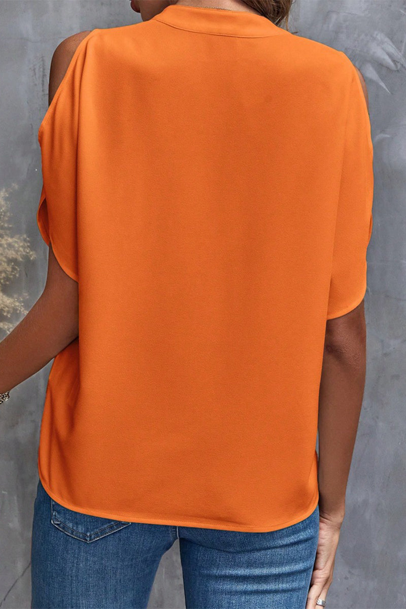 Blusas casuales de cuello en V con patchwork liso (10 colores)