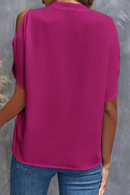 Tops casuales de cuello en V con patchwork sólido