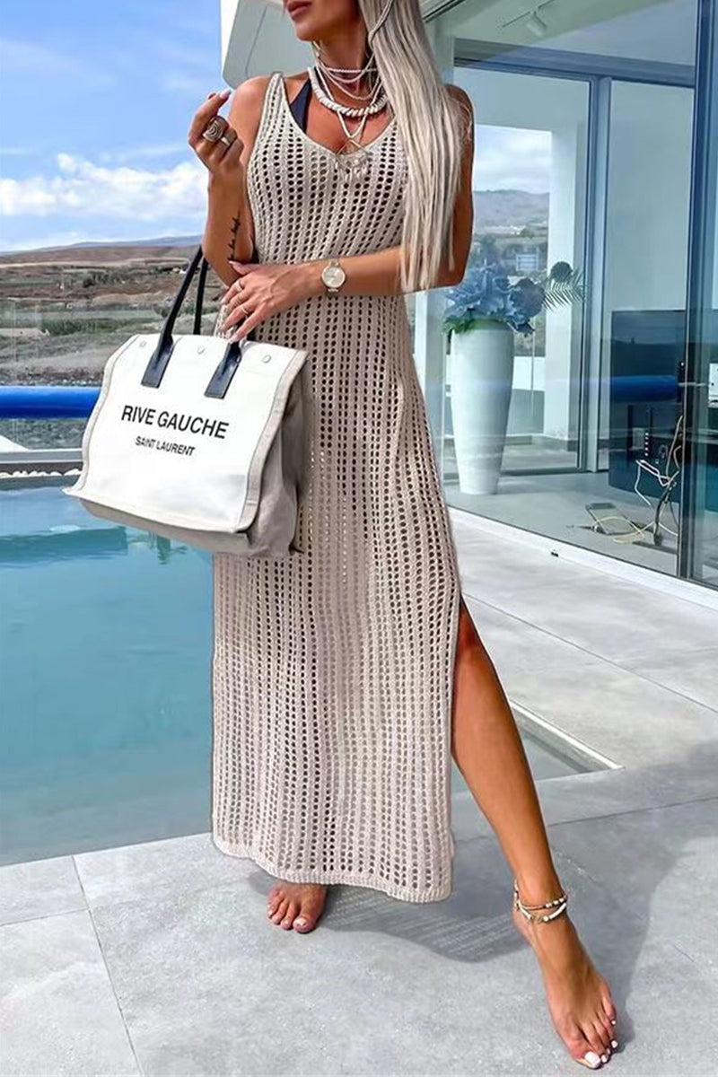 Traje de baño sexy de vacaciones con abertura y escote ahuecado