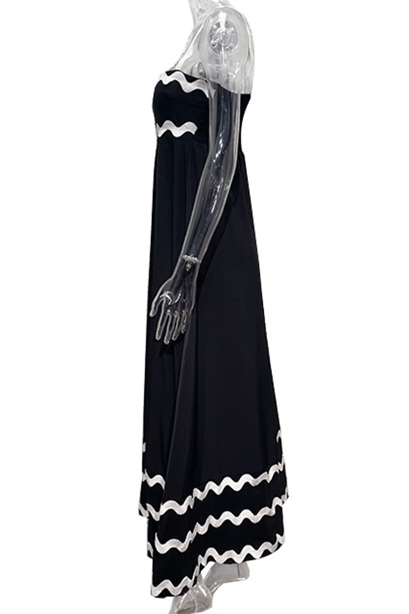 Vestidos casuales con tirantes y patchwork ondulado en contraste (7 colores)