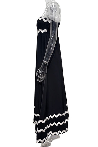 Vestidos casuales con tirantes y patchwork ondulado en contraste (7 colores)