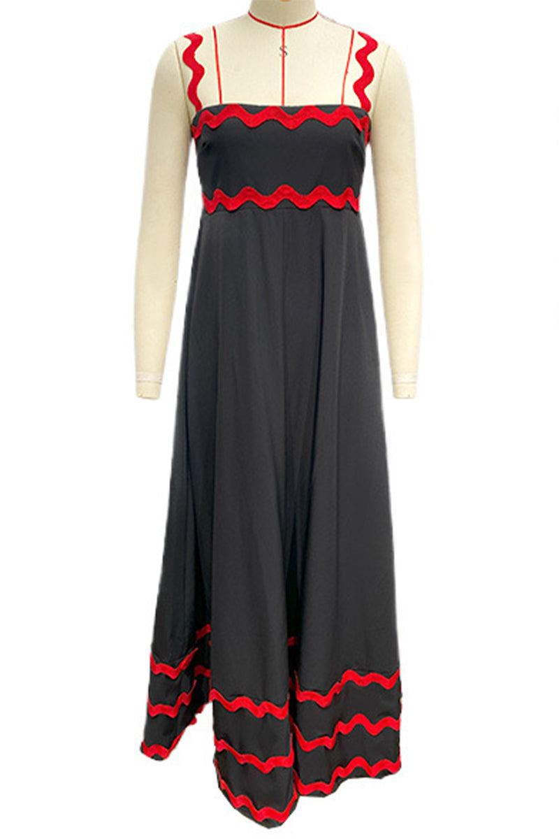 Vestidos casuales con tirantes y patchwork ondulado en contraste (7 colores)