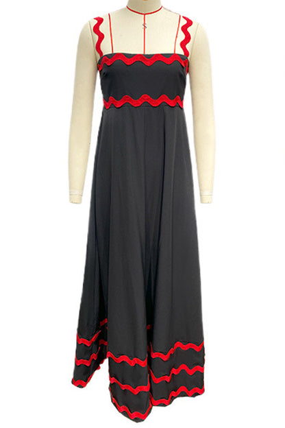 Vestidos casuales con tirantes y patchwork ondulado en contraste (7 colores)