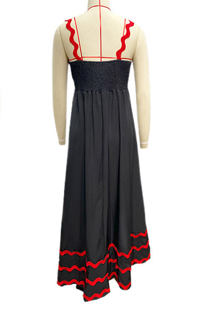 Vestidos casuales con tirantes y patchwork ondulado en contraste (7 colores)