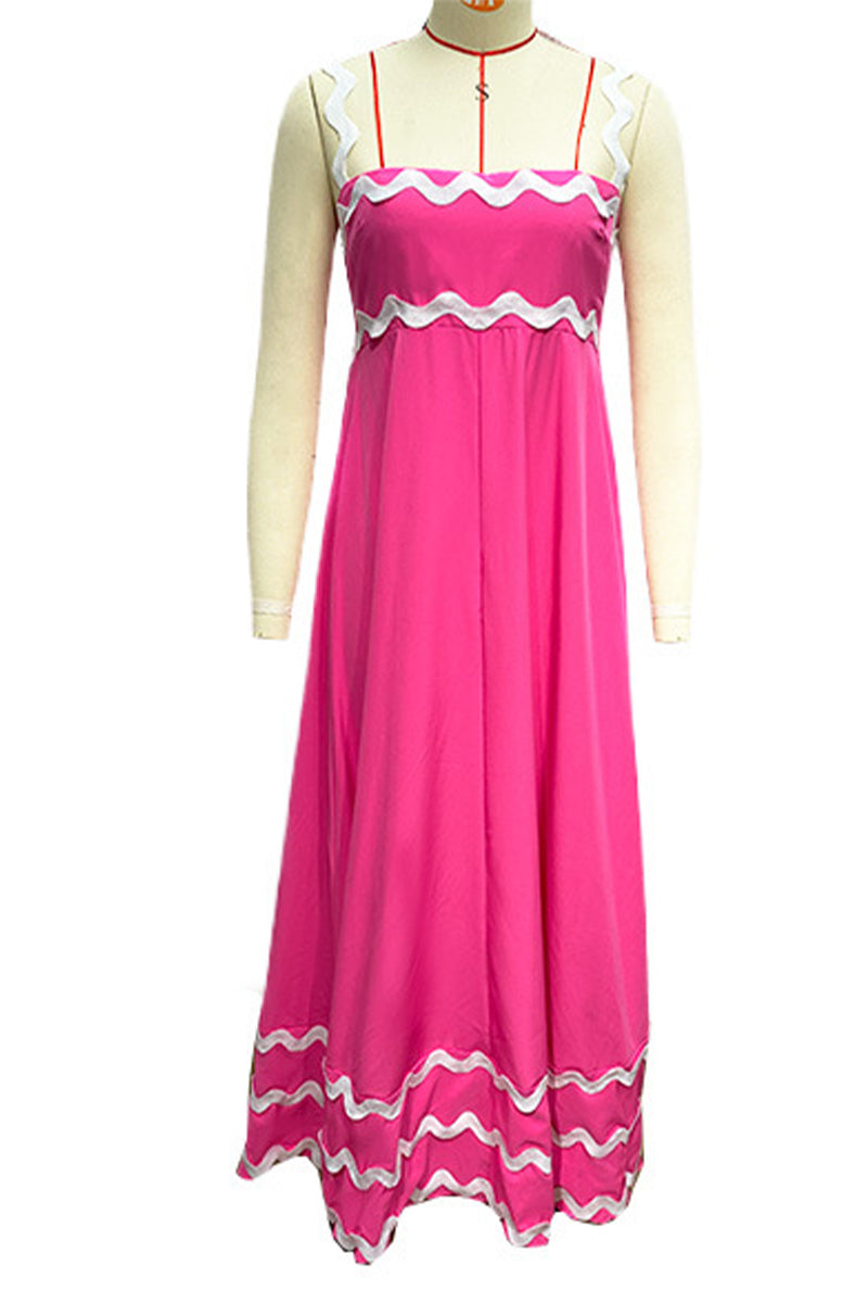 Vestidos casuales con tirantes y patchwork ondulado en contraste (7 colores)