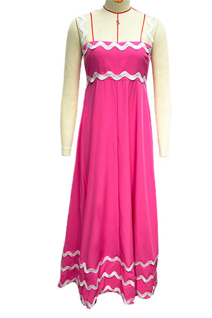 Vestidos casuales con tirantes y patchwork ondulado en contraste (7 colores)