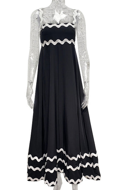 Vestidos casuales con tirantes y patchwork ondulado en contraste (7 colores)