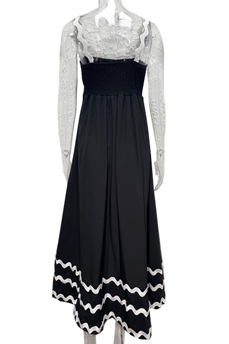 Vestidos casuales con tirantes y patchwork ondulado en contraste (7 colores)