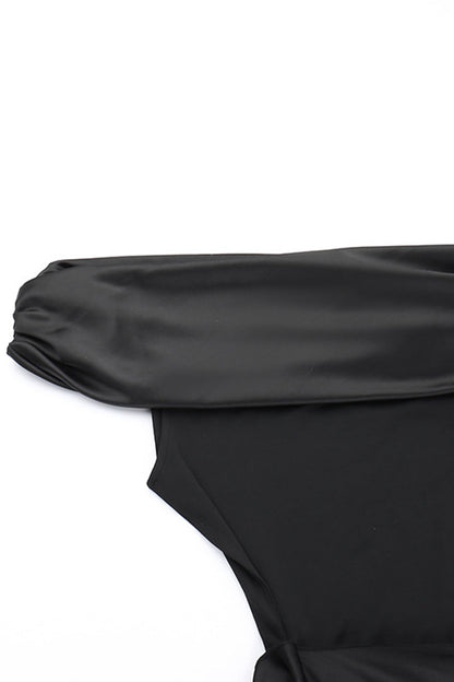 Vestidos de noche formales sexys de malla sólida con cuello oblicuo