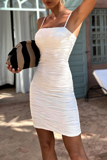 Vestidos sexys con tirantes y textura de pliegues sólidos (3 colores)