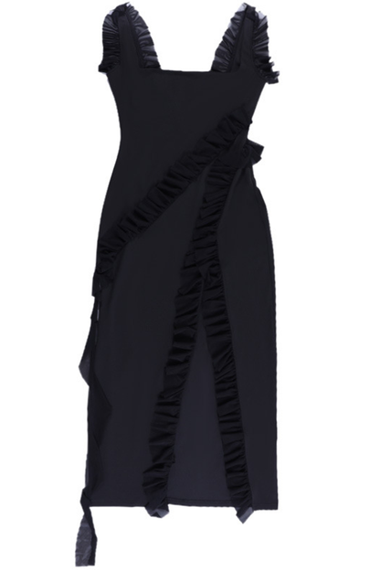 Vestidos largos sexis informales de retazos lisos con espalda descubierta y abertura con tirantes finos (3 colores)