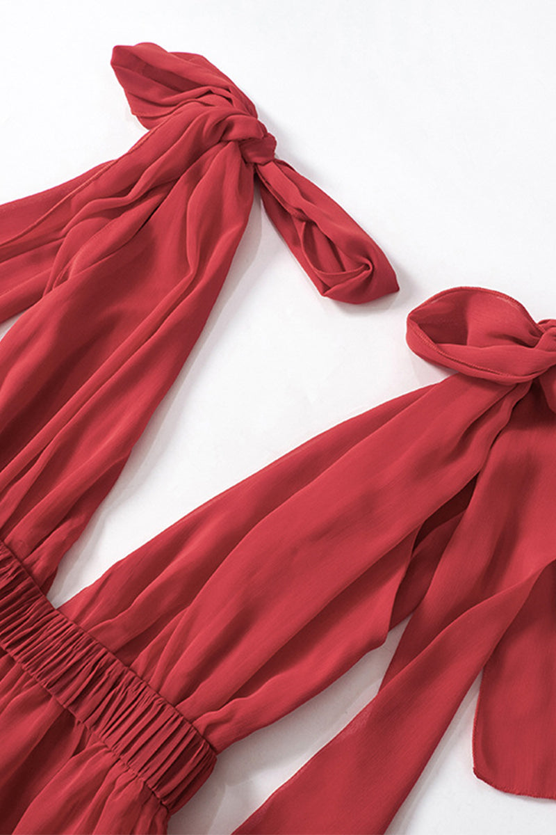 Vestidos sexis sin mangas con escote en V y espalda descubierta con vendaje sólido