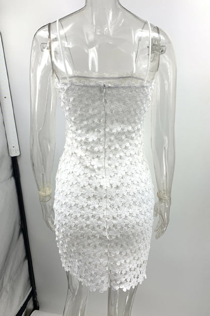 Vestidos sexis de encaje sólido con falda de un solo paso ahuecada