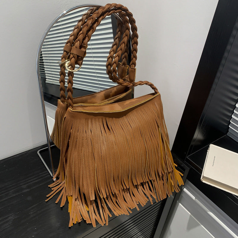 Bolsos casuales de uso diario con borlas sólidas (4 colores)