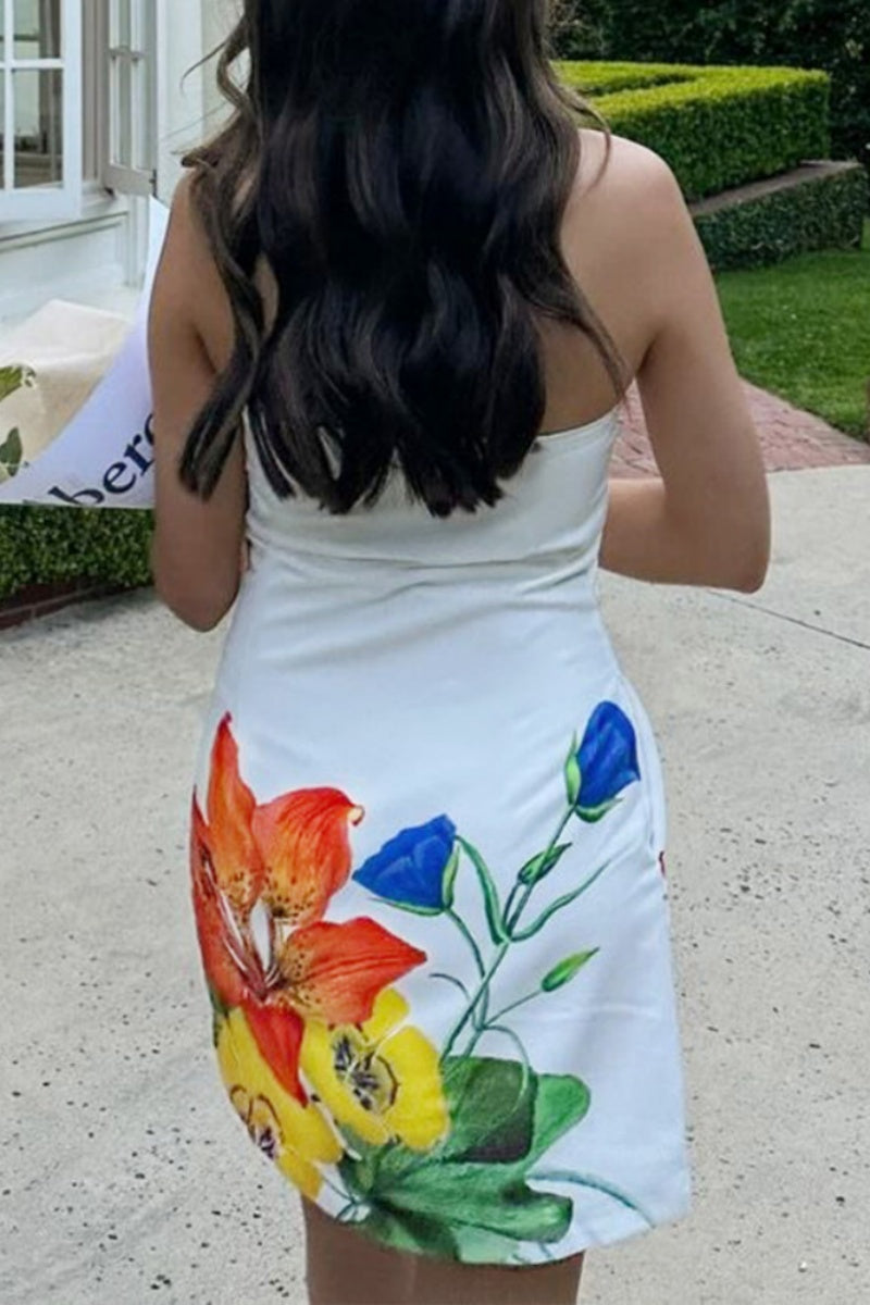 Vestidos sexis sin mangas, sin tirantes y con espalda descubierta y estampados