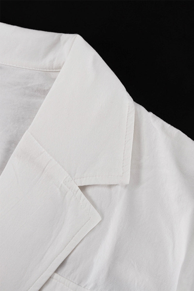 Blusa informal lisa con botones y bolsillos, cuello vuelto (4 colores)