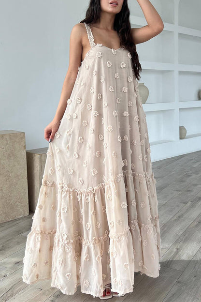 Elegante vestido de tirantes con cuello cuadrado y flores lisas (4 colores)