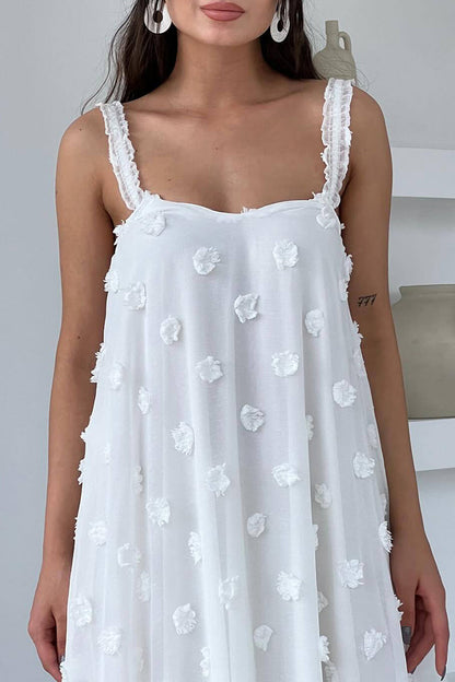 Elegante vestido de tirantes con cuello cuadrado y flores lisas (4 colores)
