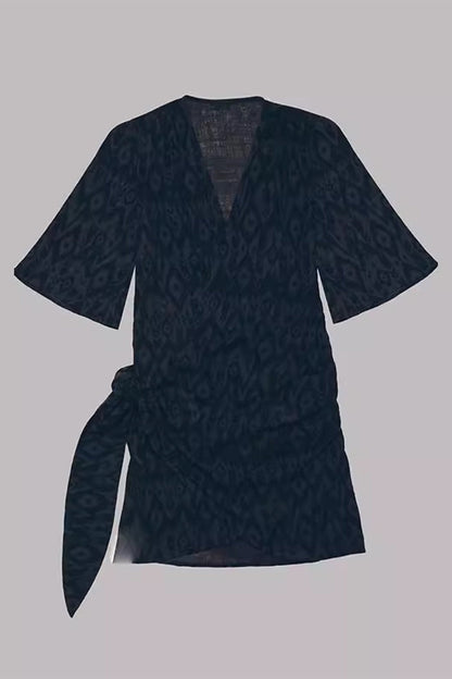 Vestidos casuales sencillos de corte A con escote en V y banda sólida (5 colores)