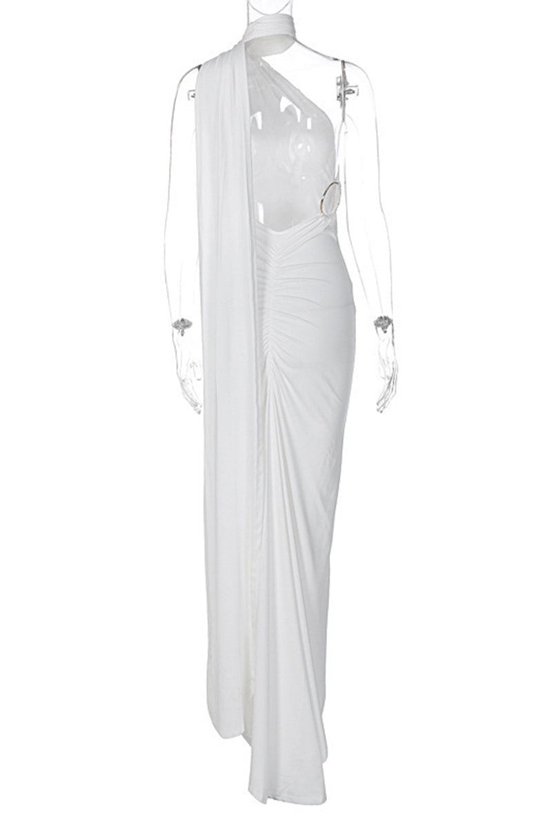 Vestidos irregulares sexis con cuello de bufanda, espalda descubierta y pliegues (4 colores)