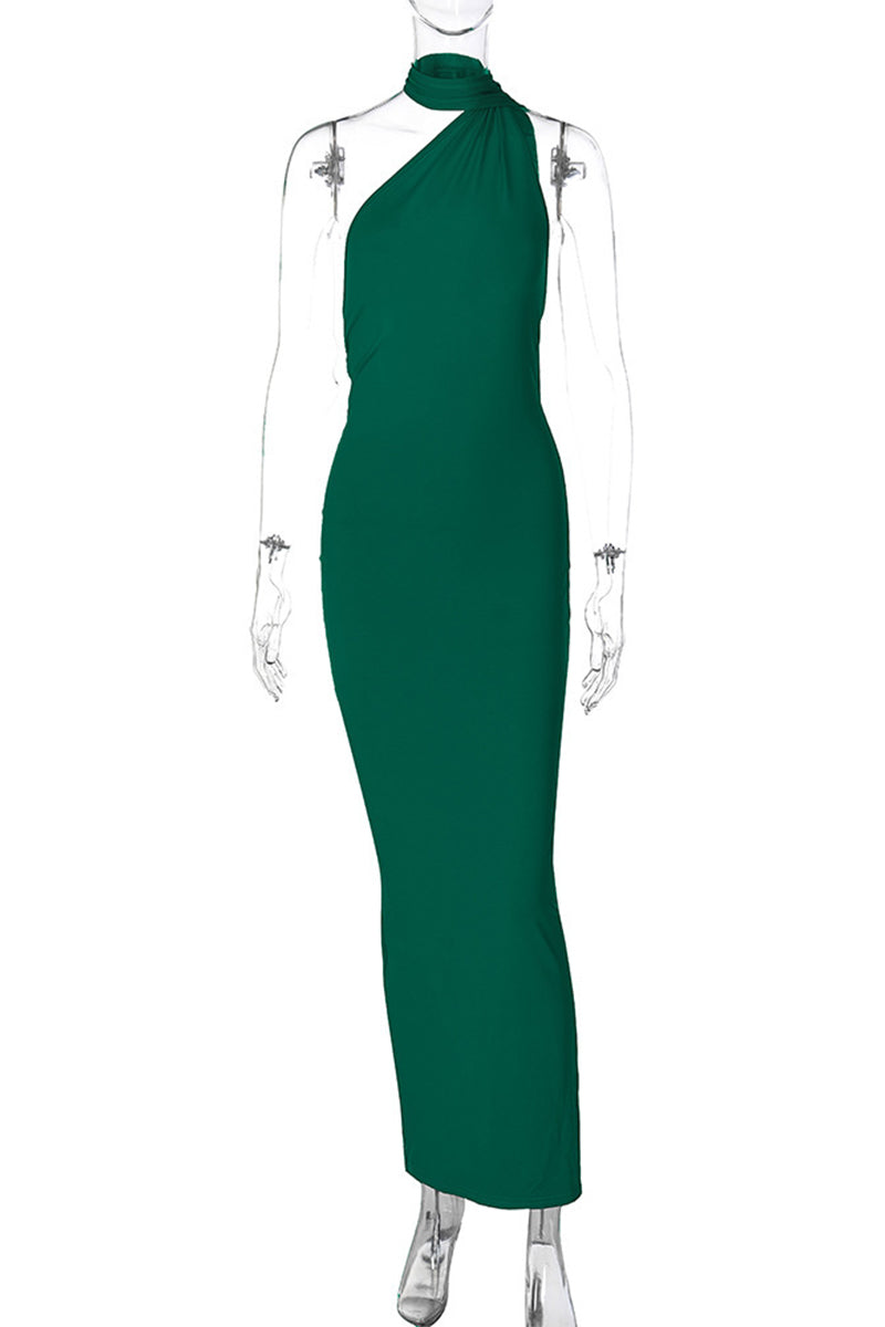 Vestidos irregulares sexis con cuello de bufanda, espalda descubierta y pliegues (4 colores)