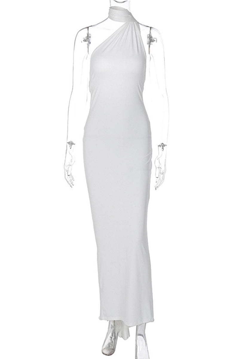 Vestidos irregulares sexis con cuello de bufanda, espalda descubierta y pliegues (4 colores)