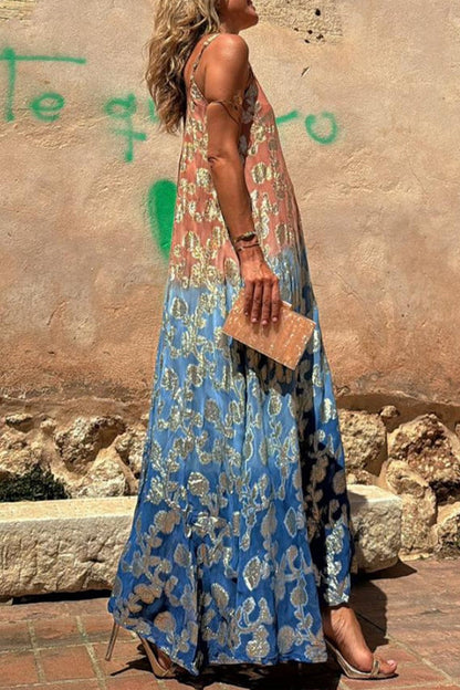 Vestidos sexys con escote en V y estampado degradado en contraste (3 colores)