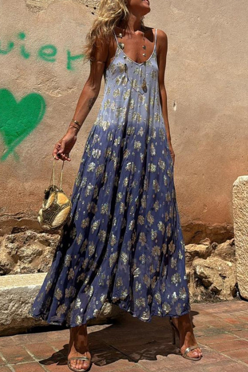 Vestidos sexys con escote en V y estampado degradado en contraste (3 colores)
