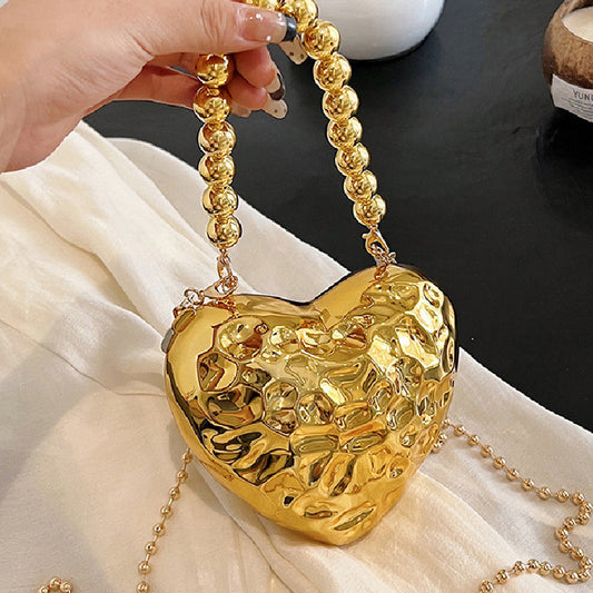 Bolsos casuales con cadenas sólidas en forma de corazón