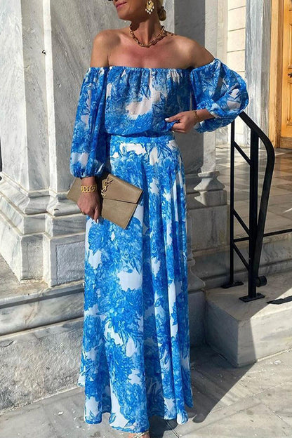 Vestidos sexis de corte A con hombros descubiertos y estampado de flores y patchwork