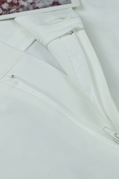 Conjunto de dos piezas informal sencillo con botones, abertura y cuello redondo, sin mangas