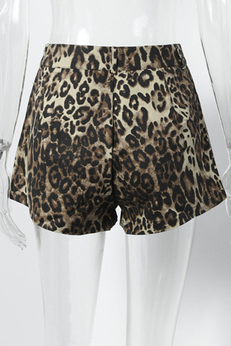 Pantalones casuales holgados con estampado de leopardo y bolsillos tipo A con estampado completo