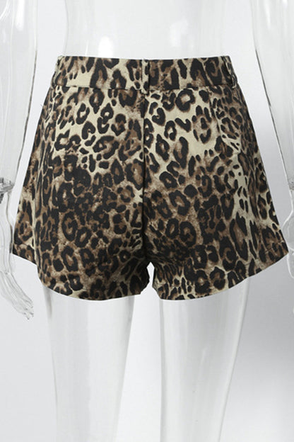 Pantalones casuales holgados con estampado de leopardo y bolsillos tipo A con estampado completo