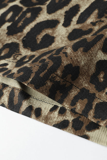 Pantalones casuales holgados con estampado de leopardo y bolsillos tipo A con estampado completo