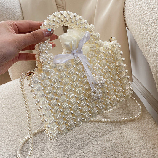 Bolsos casuales diarios de patchwork sólido con tejido de perlas