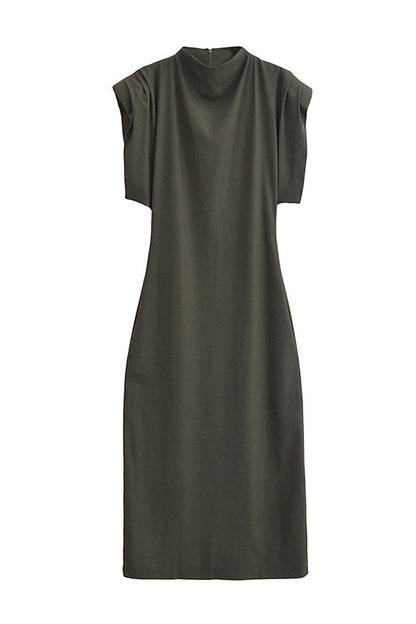 Vestidos casuales de cuello alto, línea A, de color sólido, con cremallera, para uso diario