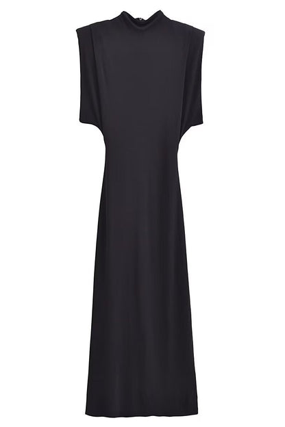 Vestidos casuales de cuello alto, línea A, de color sólido, con cremallera, para uso diario