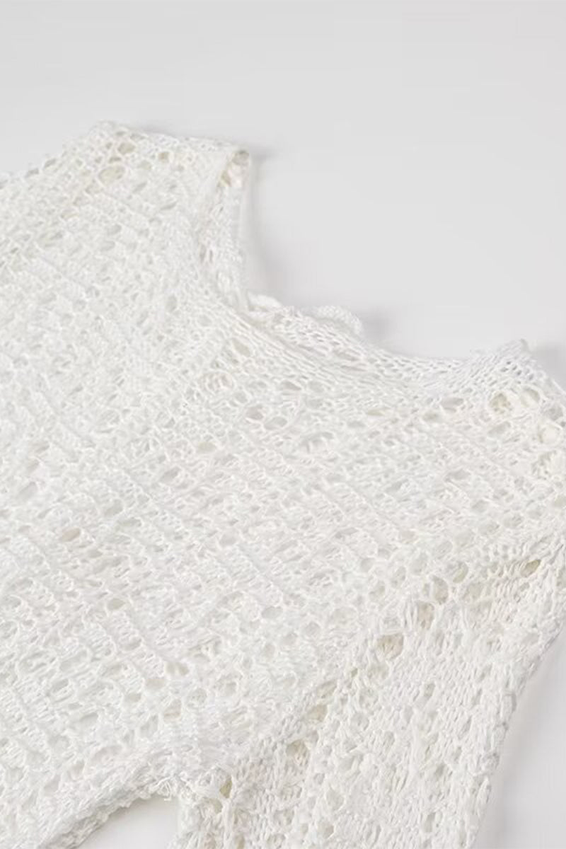 Vestidos sexis de un solo paso con borlas y cuello redondo en color sólido