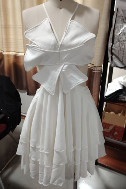 Vestidos sexis de color sólido con encaje, espalda descubierta y falda estilo pastel estilo halter